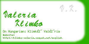 valeria klimko business card